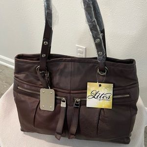 NWT B Makowsky Brown Leather Tote Bag